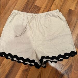 Blue rain x Francesca’s linen‎ blend shirt with rickrack squiggle detail NWT med